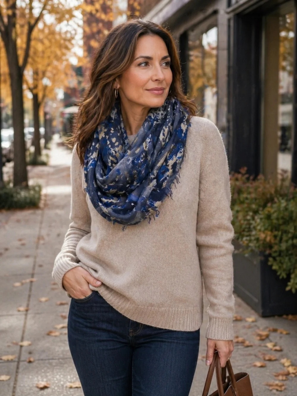 Beautiful Blue  Mixed Pattern Infinity Scarf
